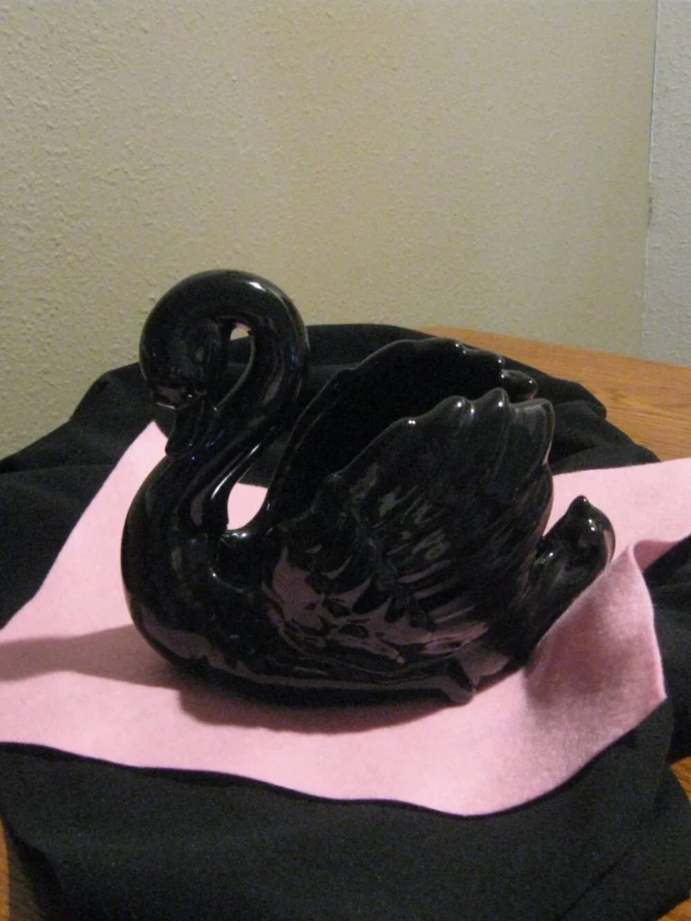 Black MCM Ceramic Swan Planter by Formco USA